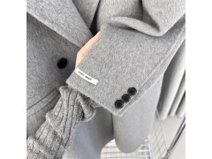 温碧霞自创IRENENA服装秋冬新款韩版毛呢外套灰呢子大衣图3