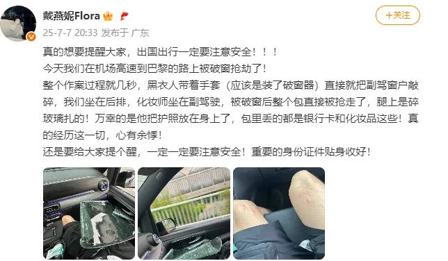 女星戴燕妮在巴黎被破窗抢劫